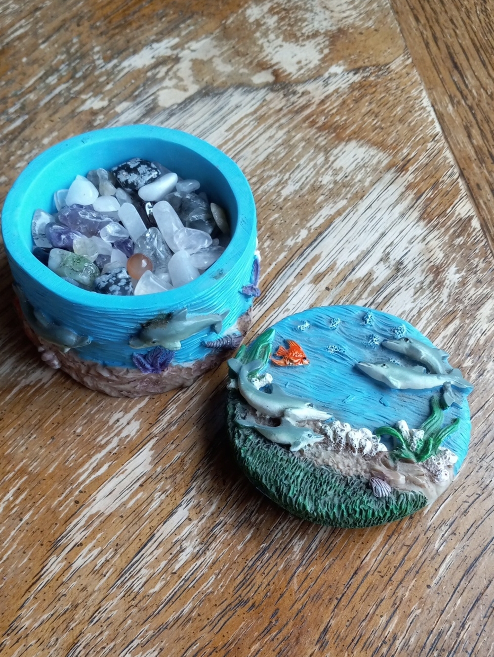 Adorable Dolphin Trinket Box W Crystal Confetti!!!